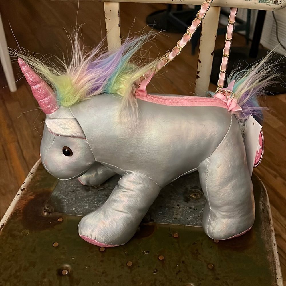 1 LEFT! Olly & Me Mermaid Silver Unicorn Plush Bag